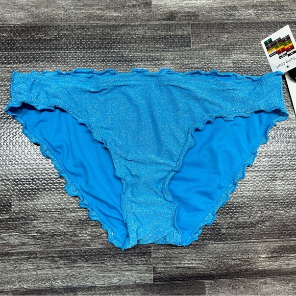 NWT Junior’s Size Large No Boundaries Two Piece Bikini Set in Blue Lurex - Picture 9 of 15